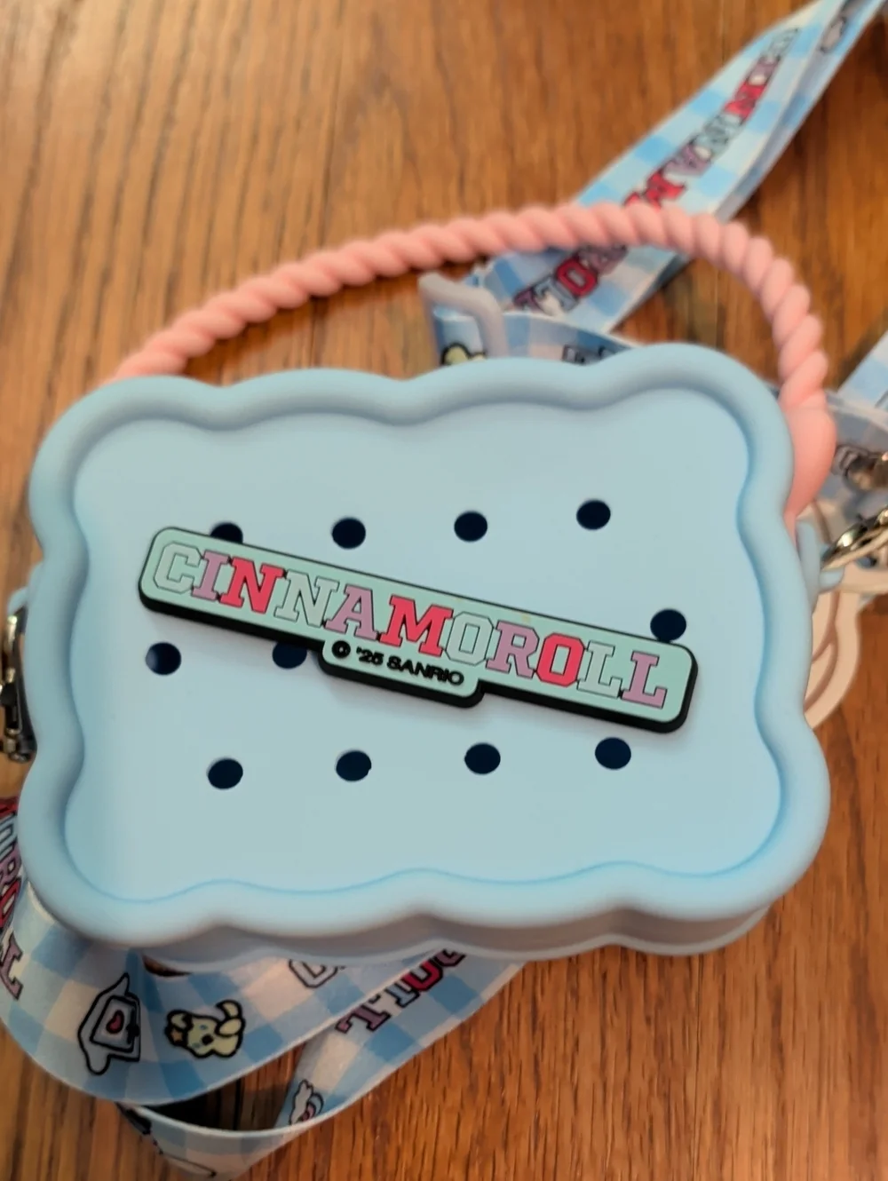 Blue Silicone Cinnamoroll Kids Crossbody Bag with Pink Handle